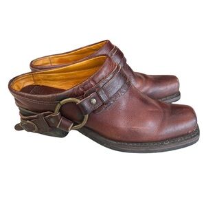 - Leather frye vintage 90’s cowboy / motorcycle boot mules square toe RARE…
